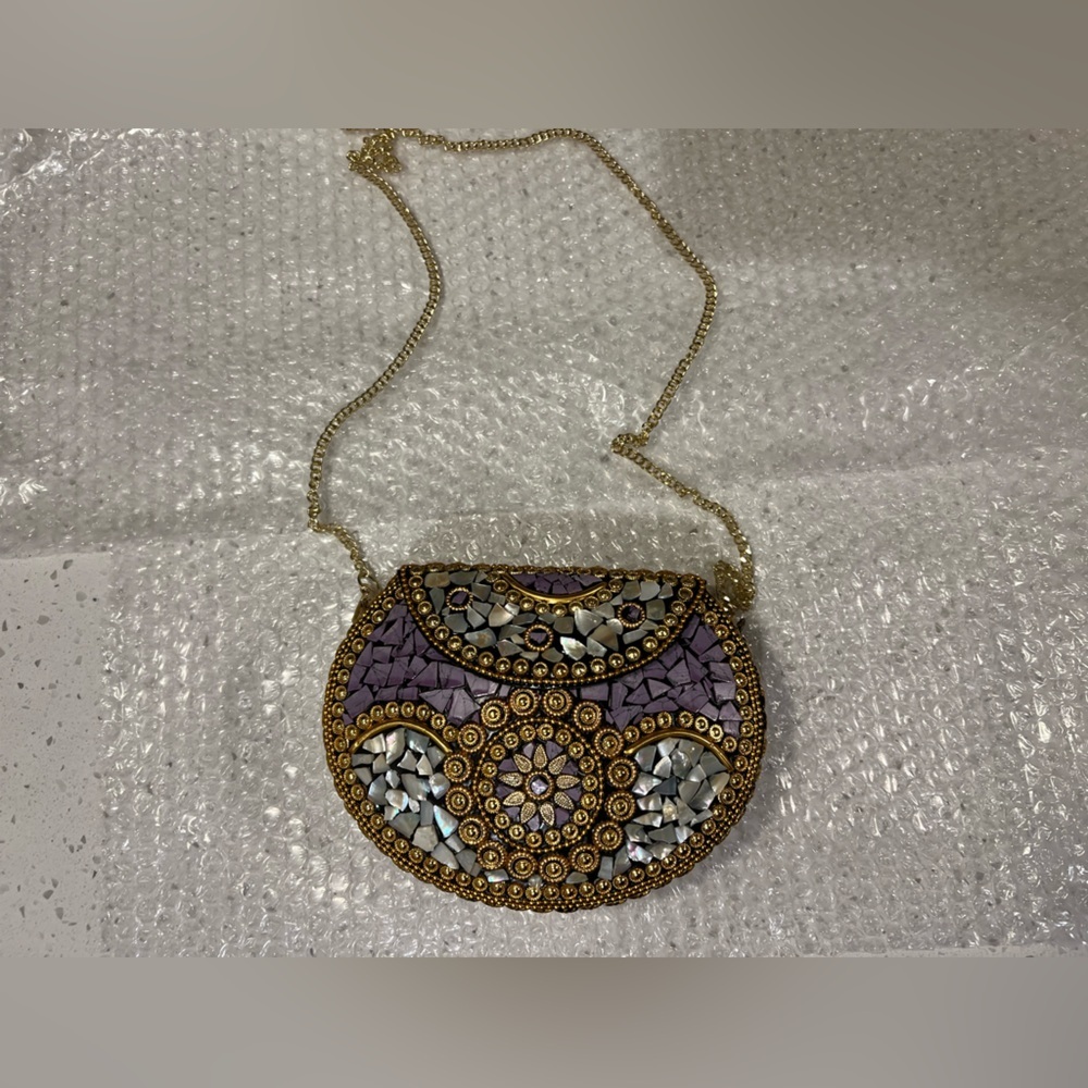 Ramla Beverly Hills Purple Mosaic Evening Bag NWT - Picture 3 of 8